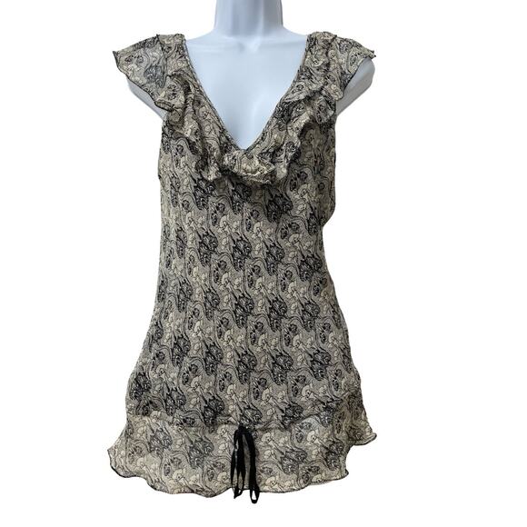 VTG Max Studio Womens Y2K Silk Floral Sheer Tank Top Size 0 Black Dainty Fairy - Picture 1 of 9